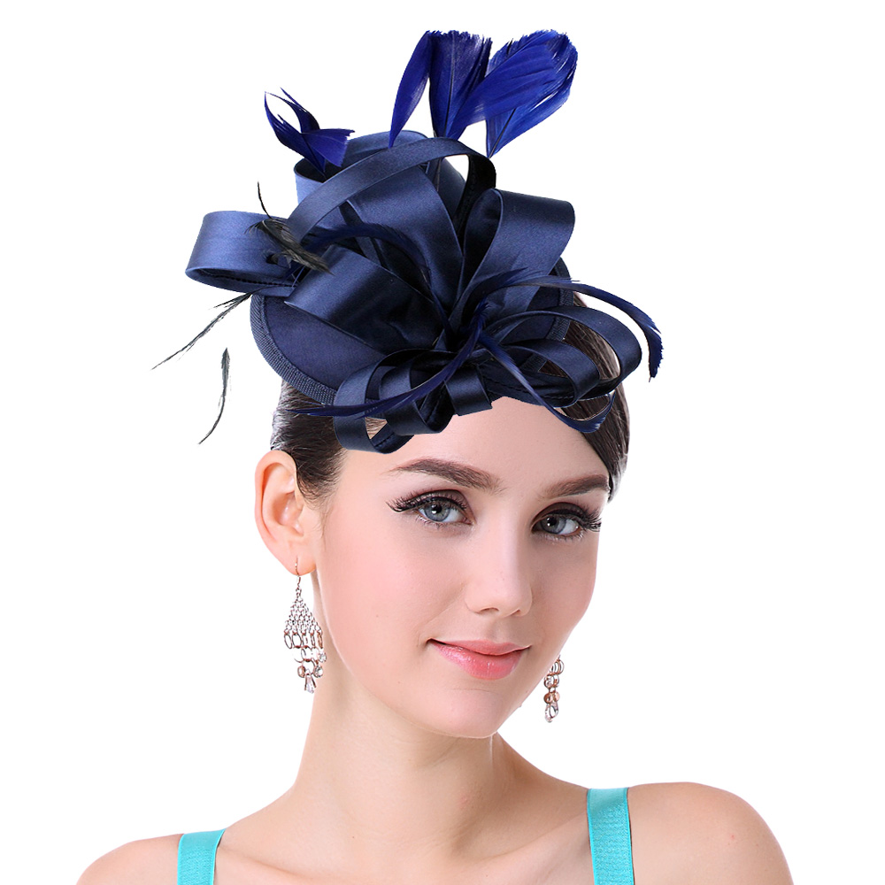 Women'S Fashion Kentucky Derby - Kadın phiator şapka klip Phillbox tüy