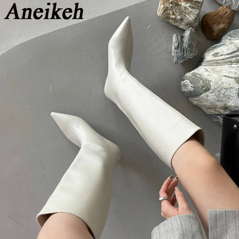 Women'S Fashion Knee High Boots - Aneikeh 2026 Moda Seksi Sivri Burunlu