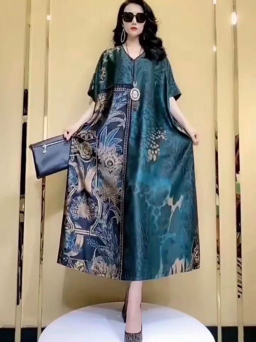 Women Fashion Dress Names - Temperament High-End Büyük Beden Yazlık İpek