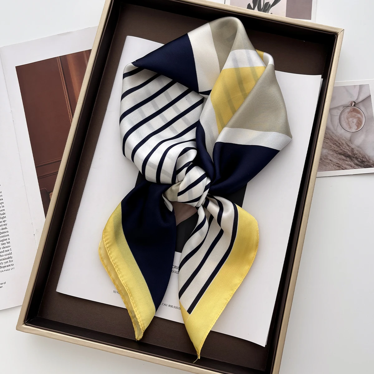 Women Fashion Necktie - 70cm kadın yumuşak saten kare eşarp