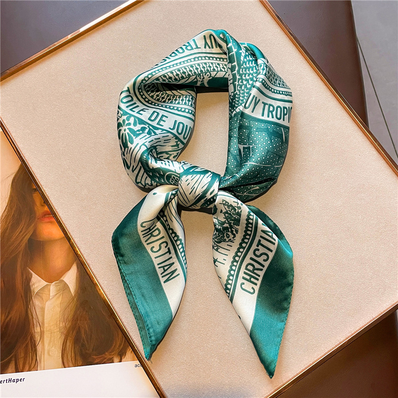 Women Fashion Necktie - Mektup Baskı Ipek Saten Mendil Kadınlar