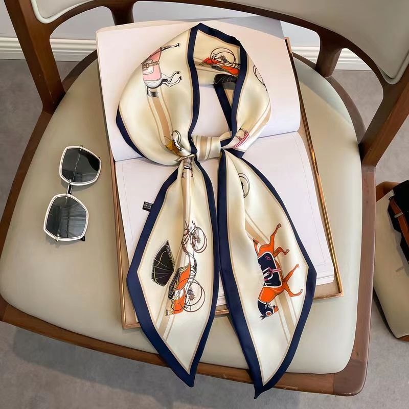 Women Fashion Necktie - Lüks Tasarım Ipek Sıska Şapkalar Eşarp