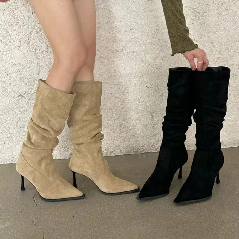 Women'S Fashion Knee High Boots - Kış Rahat/Isıtma/Günlük Aşınmaya Dayanıklı İnce Topuklu