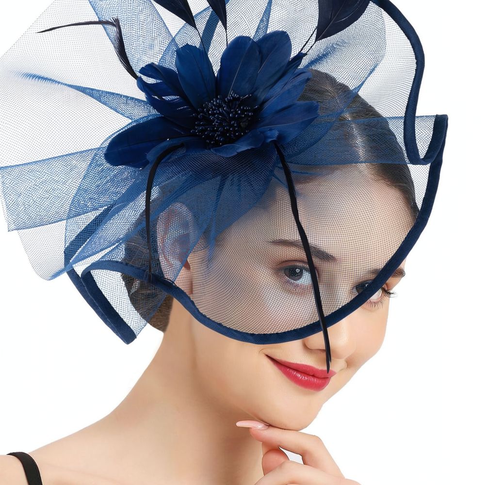 Women'S Fashion Kentucky Derby - Moda Örgü Tüy Saç Aksesuarı Yuvarlak