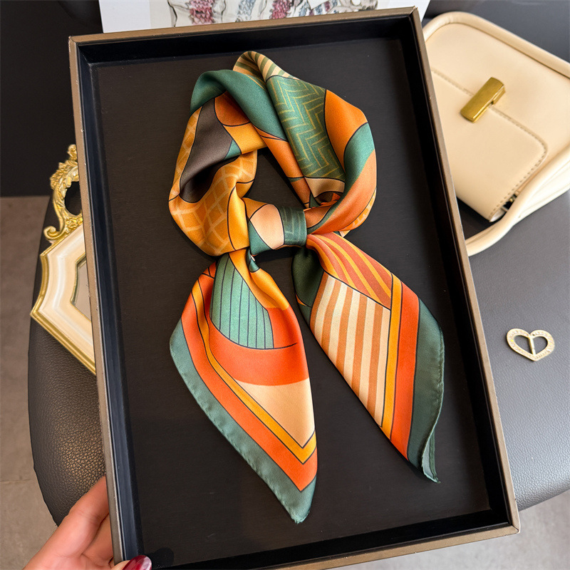 Women Fashion Necktie - 2026 yeni geometri baskı ipek kare