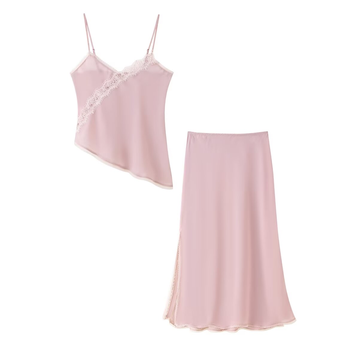 Lace Trim Cami - Tidalyf 2025 Kadın Pembe Atlet Üst