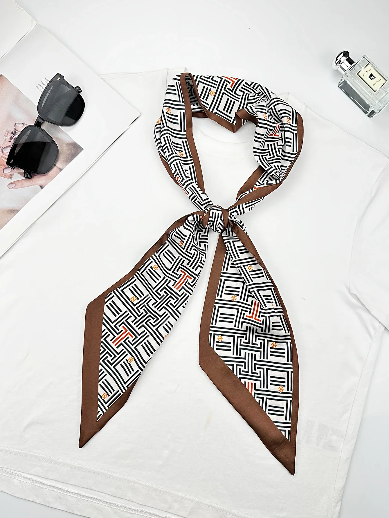 Lüks Geometri İnce İpek Eşarpl - Women Fashion Necktie incelemesi ve fiyatı