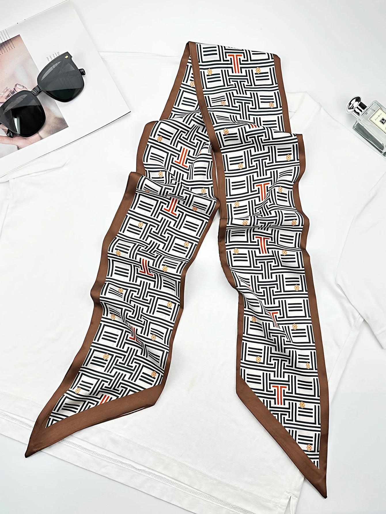 Lüks Geometri İnce İpek Eşarpl - Women Fashion Necktie incelemesi ve fiyatı