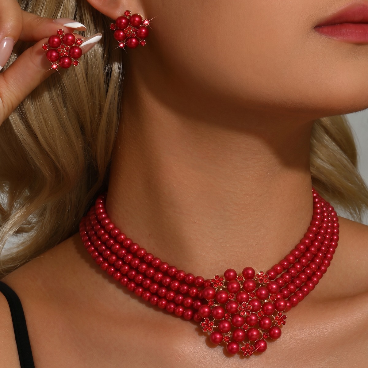 Kadın Çoklu İnci Çiçek Taşlı 2 - Women Fashion Photoshoot incelemesi ve fiyatı
