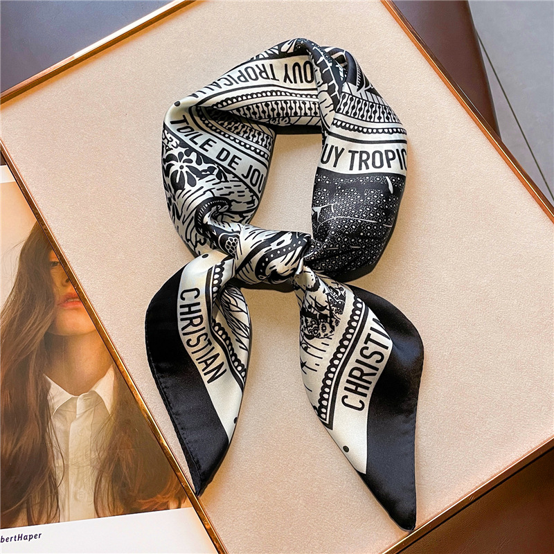 Mektup Baskı Ipek Saten Mendil - Women Fashion Necktie incelemesi ve fiyatı