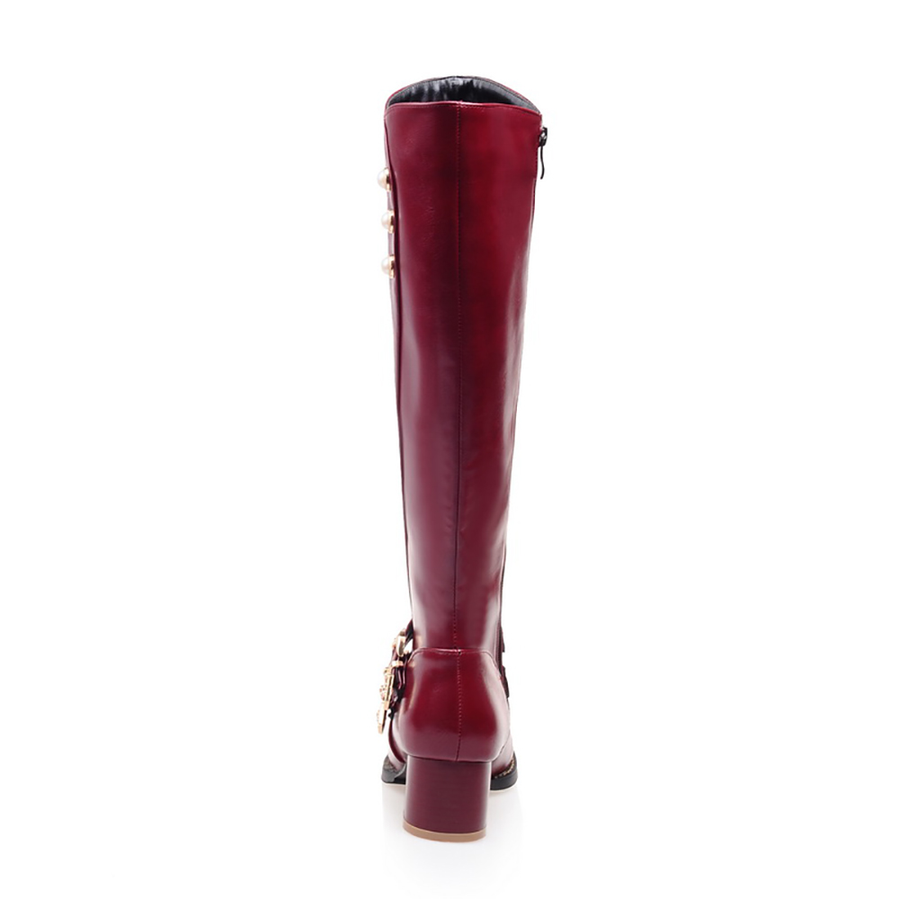 Marka yeni moda kırmızı siyah  - Women'S Fashion Knee High Boots incelemesi ve fiyatı