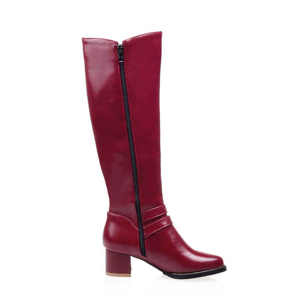 Marka yeni moda kırmızı siyah  - Women'S Fashion Knee High Boots incelemesi ve fiyatı